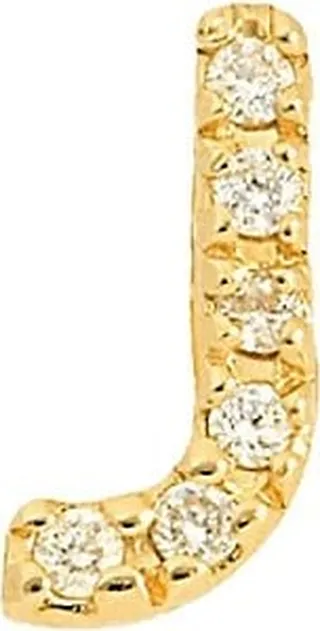 14K Yellow Gold & 0.04 TCW Diamond Initial Single Stud Earring