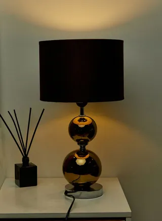 Copper Finish Ceramic Ball Detail Table Lamp