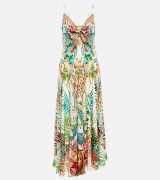 Embellished silk maxi dress