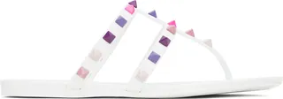 Valentino Garavani White Rockstud Flat Sandals