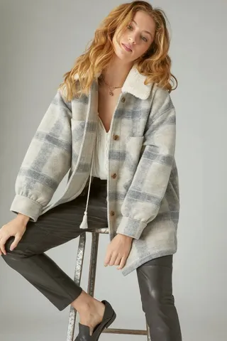 Oversized Plaid Shirt Jacket