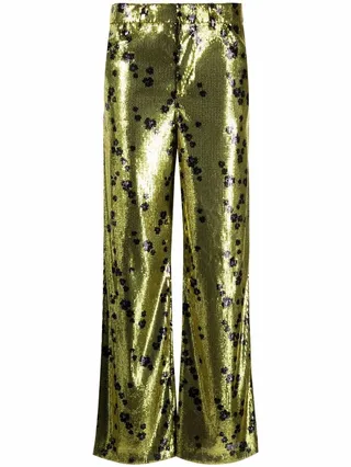 Sequin-Embellished Straight Trousers