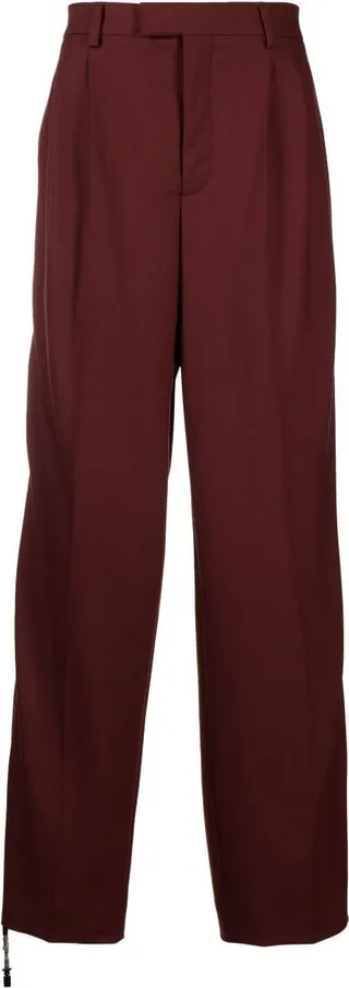 Red Straight-Leg Tailored Trousers