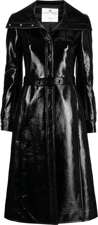 Faux-Leather Trench Coat