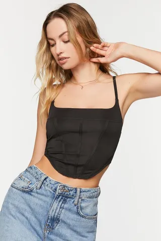 Cropped Lace-Back Bustier Cami