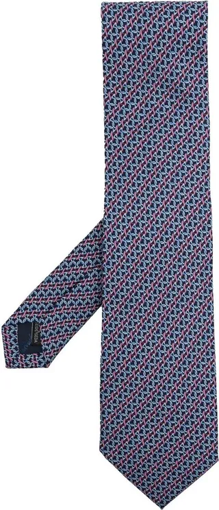 Gancini-print silk tie