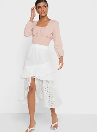 Broderie Anglasie Ruffle Detail Skirt