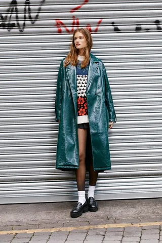 Nasty Gal Womens Petite Vinyl Oversized Trench