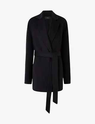 Womens Navy Cenda Wool and Cashmere-blend Belted Coat