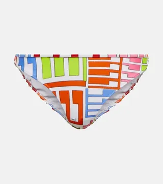Printed ruffled bikini bottoms