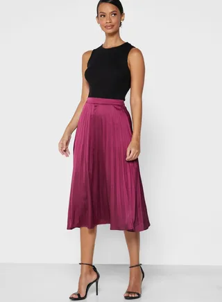 Satin Pleated Skirt