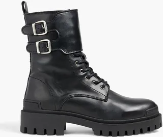 Annie buckled leather combat boots