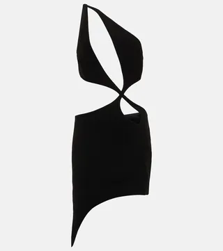Asymmetric cutout crepe minidress