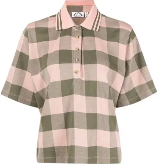 Gingham-Print Polo Top