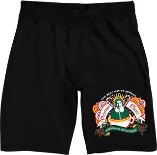 Elf Buddy’s Christmas Cheer Men’s Black Graphic Sleep Shorts-XXL