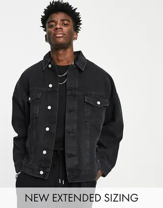 ASOS DESIGN oversized denim jacket in washed black