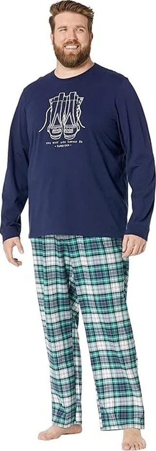 L.L.Bean Camp Pajamas Set Tall (Bright Navy) Men's Pajama Sets