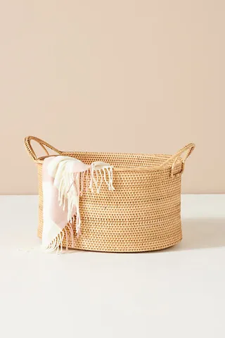 Loop Handle Woven Basket Beige