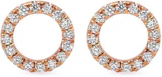 Diamond Circle Studs (18k Rose Gold)