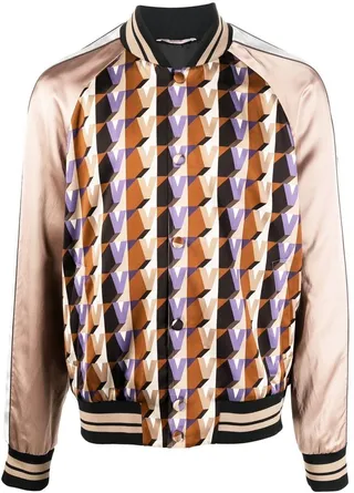 Geometric-Print Bomber Jacket