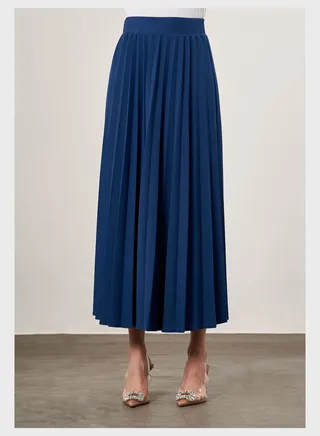 High Waist Plisse Detail Skirt