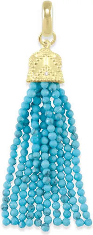 Beaded Gold Tassel Charm in Turquoise Magnesite