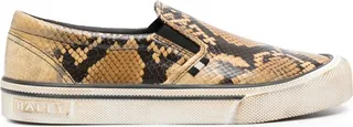 Brown Santa Ana Python Print Slip-On Sneakers