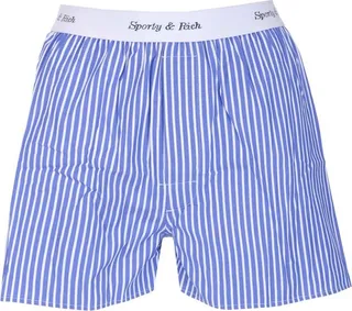 Sporty & Rich Cassie Elasticated Logo Waist Striped Boxer Shorts