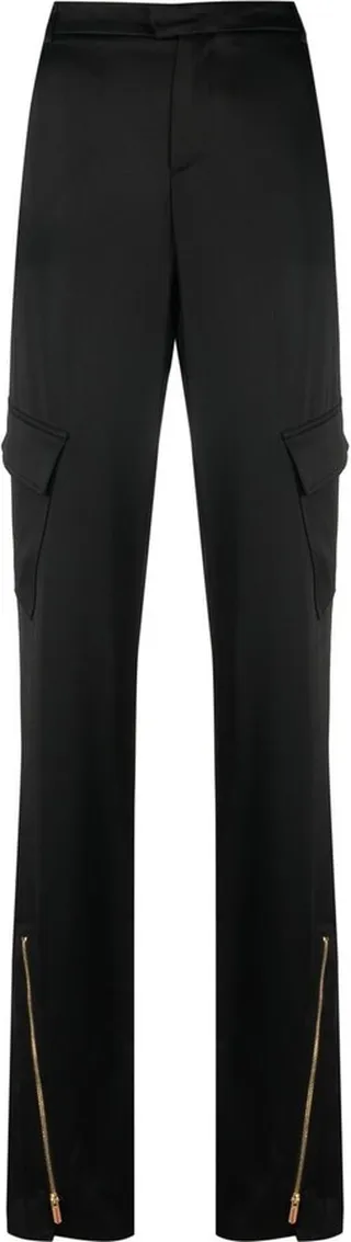 Zip-Detail High-Waisted Trousers