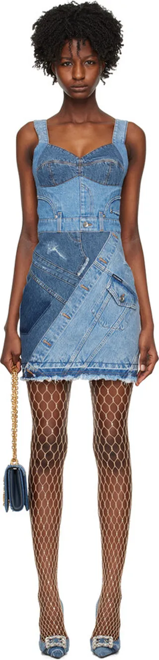 Dolce & Gabbana Blue Patchwork Denim Minidress