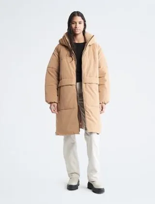 Faux Suede Puffer Jacket