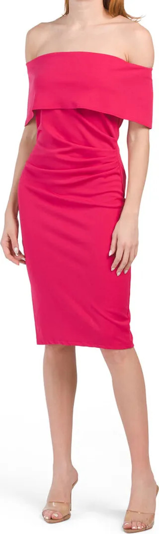 Made In Usa Off The Shoulder Sheath Dress