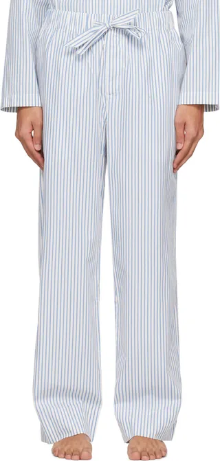 Tekla White & Blue Oversized Pyjama Pants