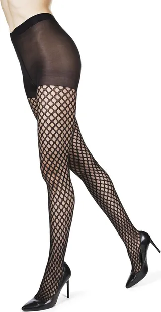 MeMoi Women's Open Work with Netting Fashion Sheer Tights