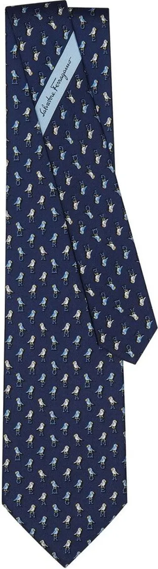 Parrot-Print Silk Tie