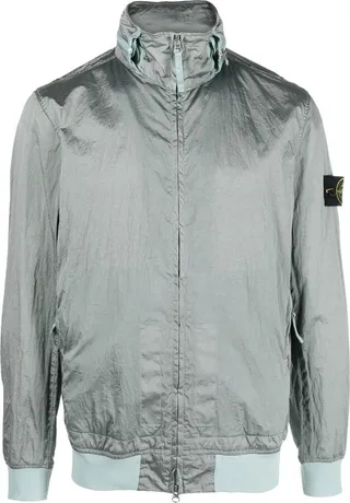 Compass-patch long-sleeved bomber jacket