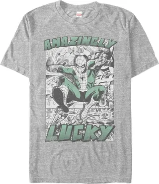 Men's Marvel St. Patrick's Day Spider-Man Vintage Amazingly Lucky T-Shirt - Athletic Heather - Medium