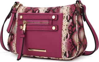 MKF Collection by Mia K Essie Snake Embossed Vegan Leather Crossbody - Pink