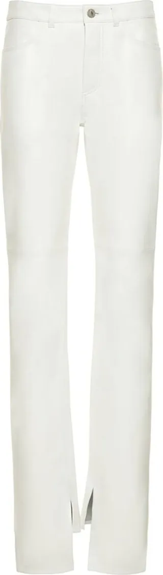 Leather straight pants