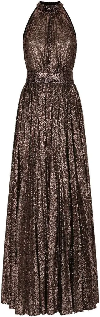 Sequinned Halter-Neck Gown