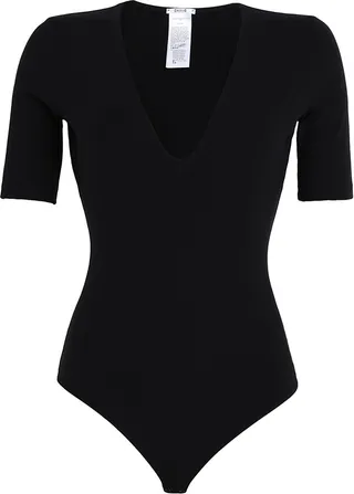 Deep V String Body Lingerie Bodysuit Black