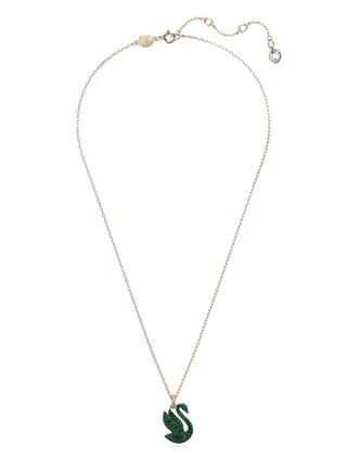 Cex Iconic Swan Pendant Rose-Gold Tone Plated Necklace
