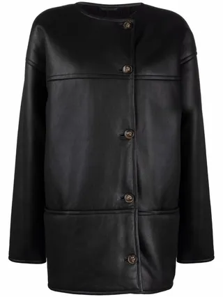 Single-Breasted Shearling Coat