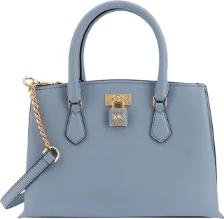 Saffian leather handbag with iconic detail on the front