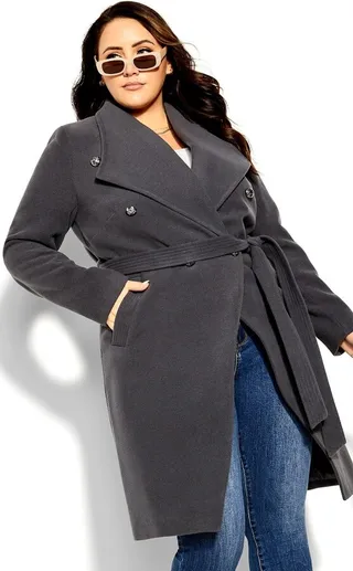 CITY CHIC | Women's Plus Size Sassy Military Coat - charcoal - 18W