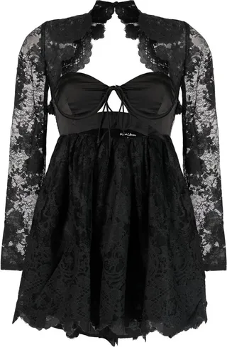 Floral-Lace Cut-Out Dress