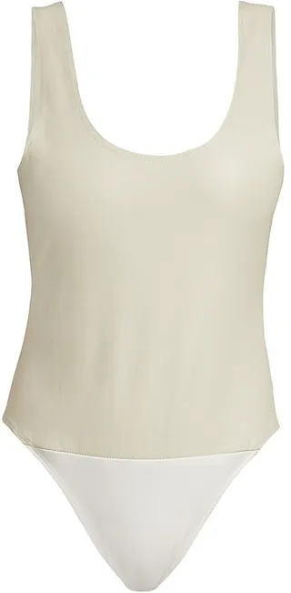 Leather Scoopneck Bodysuit