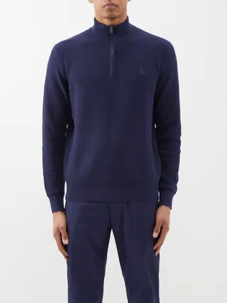 Quarter-zip Cotton-blend Sweater