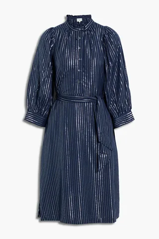 Meela metallic striped cotton and Lurex-blend twill dress