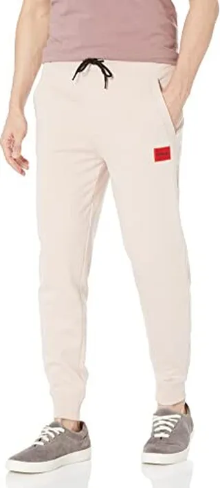 HUGO Mens Regular Fit Square Logo Jersey Drawstring Joggers Sweatpants